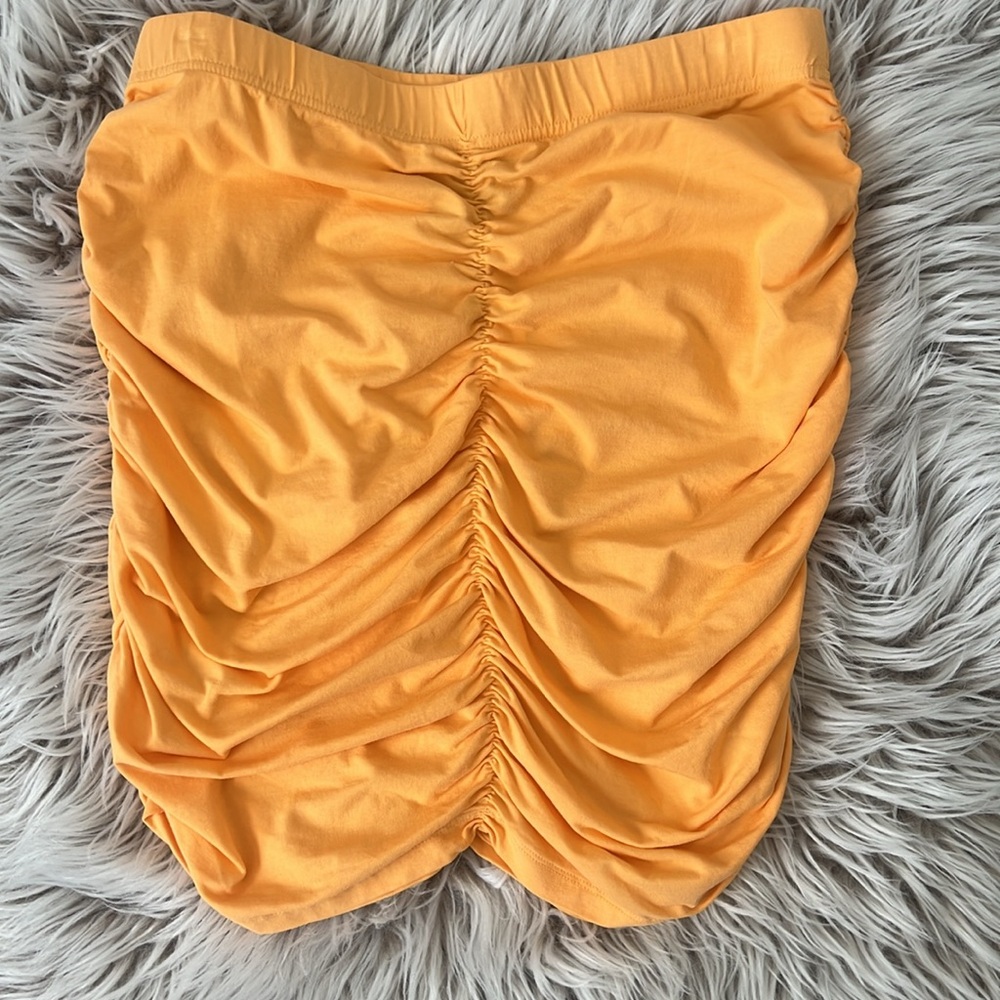 SOLD NWT Bobi Marigold Shirred Mini Skirt Size Medium - Picture 3 of 10